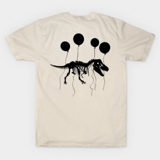 T rex fossil fly with balloon Black shadow T-Shirt
